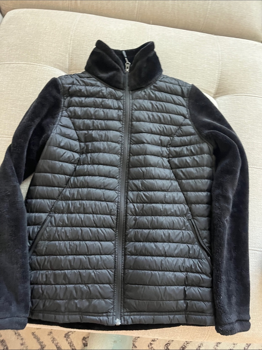 32 Degrees Black Quilted Hybrid Puffer Jacket